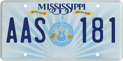MS license plate AAS181