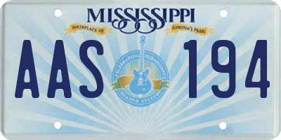 MS license plate AAS194