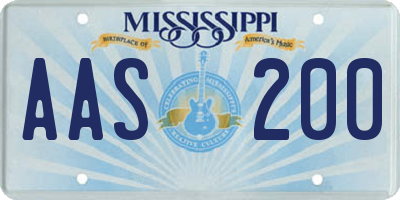 MS license plate AAS200