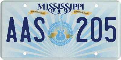 MS license plate AAS205