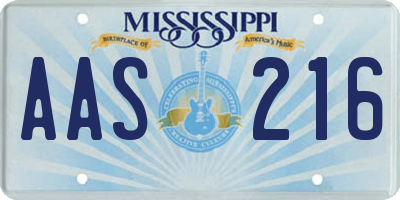 MS license plate AAS216