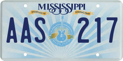 MS license plate AAS217