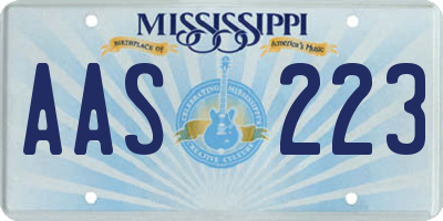 MS license plate AAS223