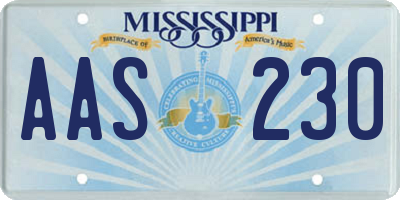 MS license plate AAS230