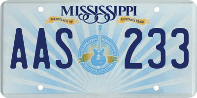 MS license plate AAS233