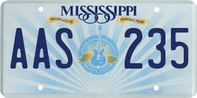 MS license plate AAS235