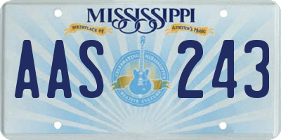 MS license plate AAS243