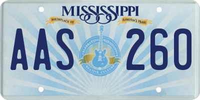 MS license plate AAS260