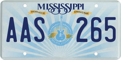 MS license plate AAS265