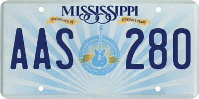 MS license plate AAS280