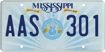 MS license plate AAS301