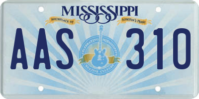 MS license plate AAS310