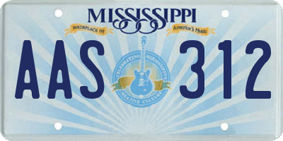 MS license plate AAS312