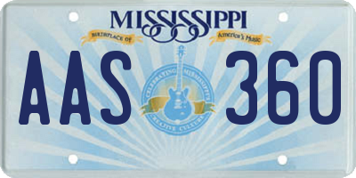 MS license plate AAS360