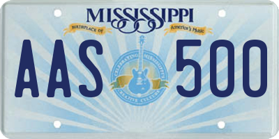 MS license plate AAS500