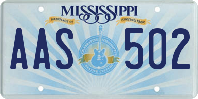 MS license plate AAS502