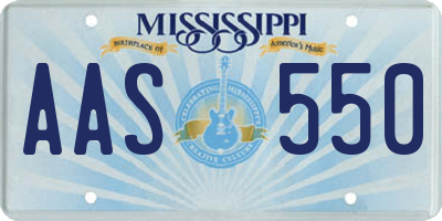 MS license plate AAS550