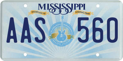 MS license plate AAS560