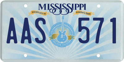 MS license plate AAS571