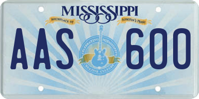 MS license plate AAS600