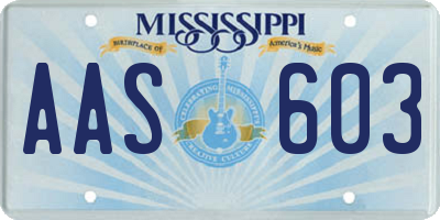 MS license plate AAS603