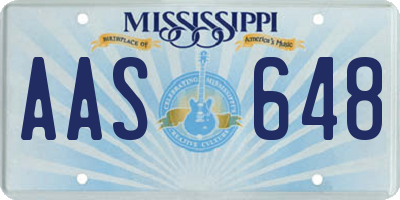 MS license plate AAS648