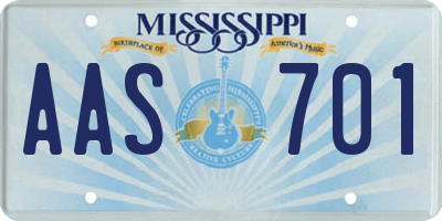 MS license plate AAS701