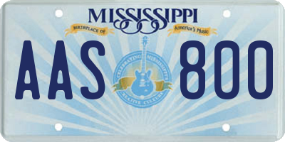 MS license plate AAS800