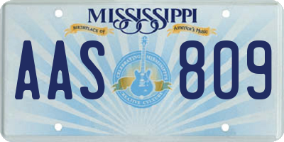 MS license plate AAS809