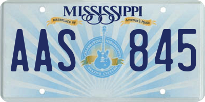 MS license plate AAS845