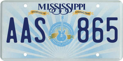 MS license plate AAS865