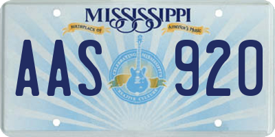 MS license plate AAS920