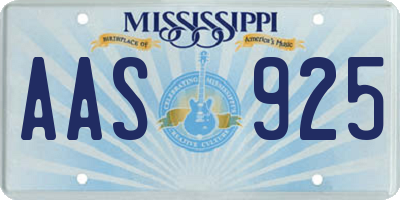 MS license plate AAS925