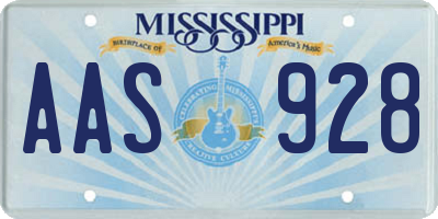 MS license plate AAS928