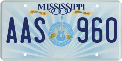 MS license plate AAS960