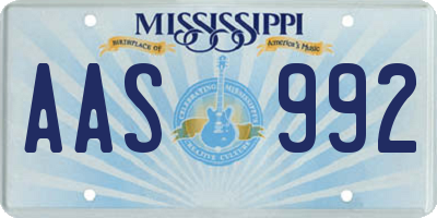 MS license plate AAS992