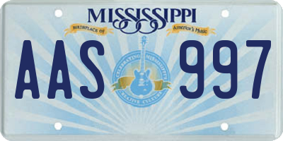 MS license plate AAS997