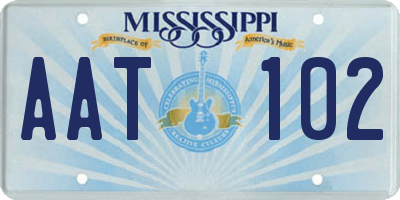 MS license plate AAT102