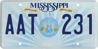 MS license plate AAT231