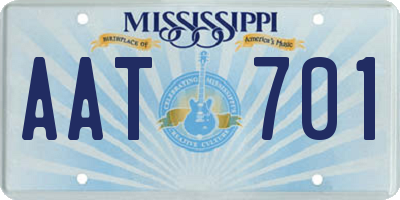 MS license plate AAT701