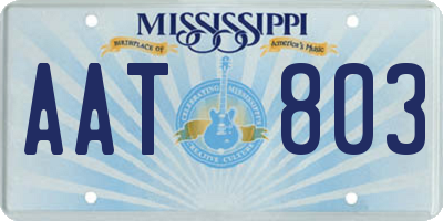 MS license plate AAT803