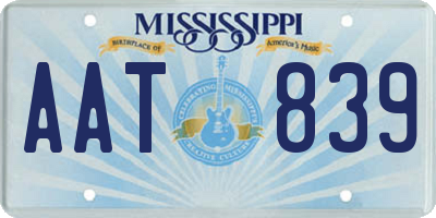 MS license plate AAT839