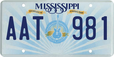 MS license plate AAT981