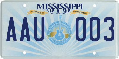 MS license plate AAU003