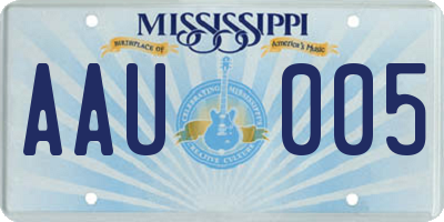 MS license plate AAU005