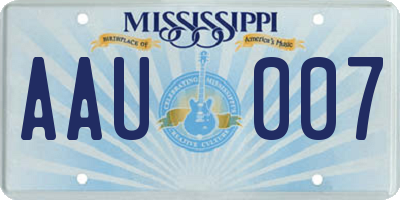 MS license plate AAU007