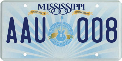 MS license plate AAU008