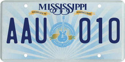 MS license plate AAU010