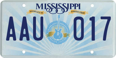 MS license plate AAU017