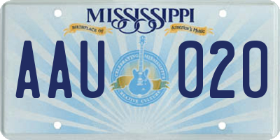 MS license plate AAU020